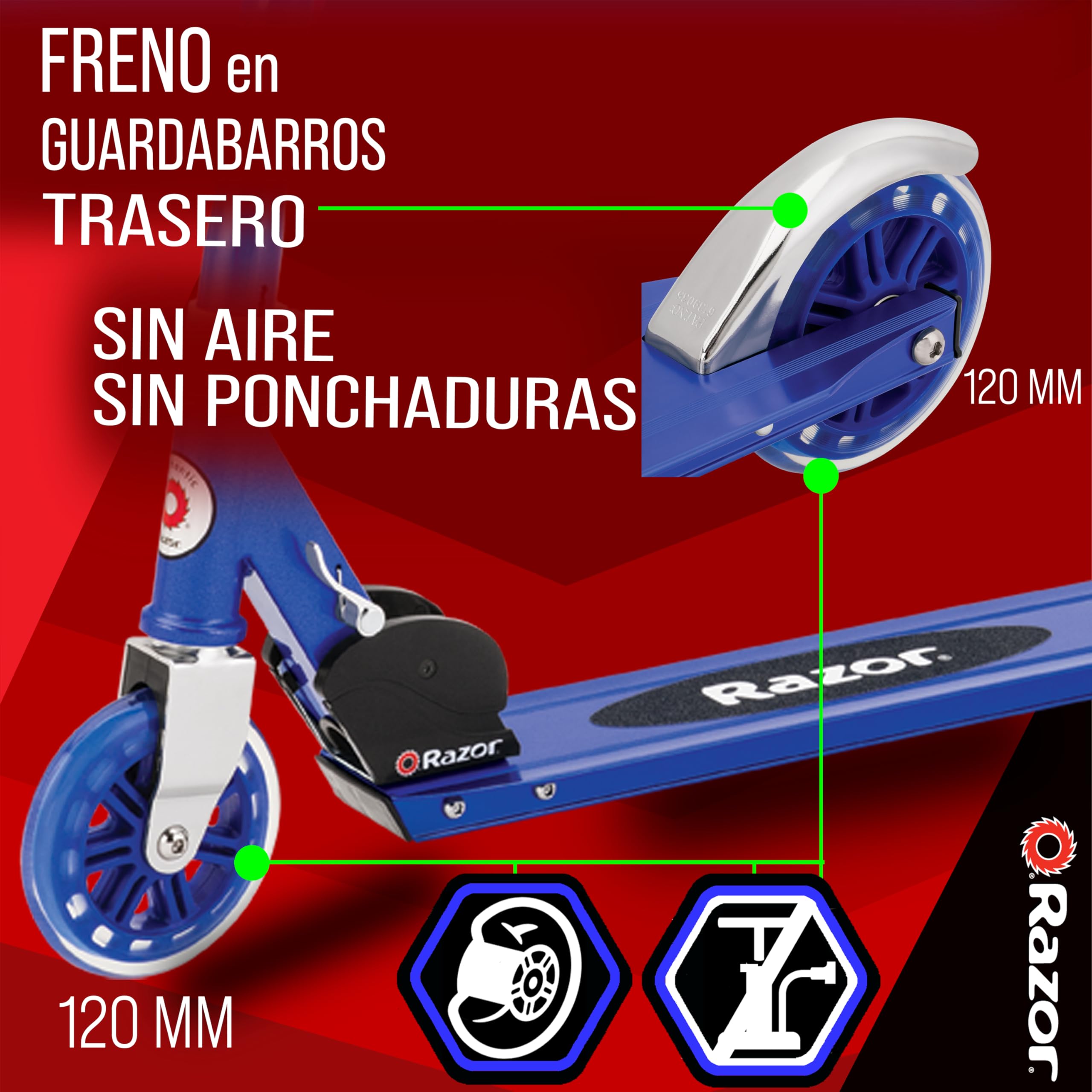 Amazon.com : Razor Authentic A125 Anodized Kick Scooter, Blue
